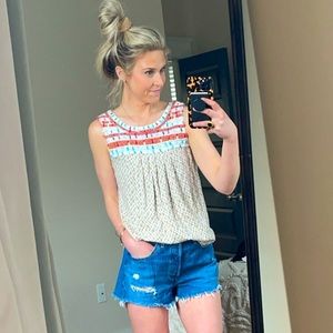 Anthropologie sleeveless embroidered top